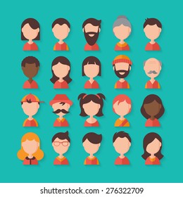 Iconos de estilo plano Avatar para diseño gráfico y web