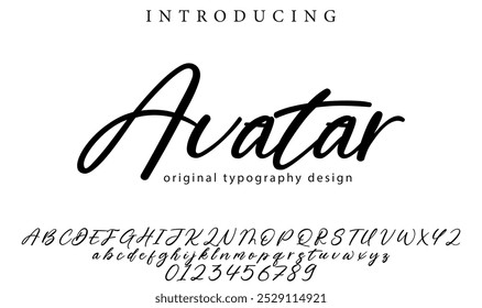 Avatar Font Stylish brush painted an uppercase vector letters, alphabet, typeface