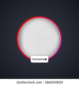 Avatar frame. Live stories user video streaming. Blank frame social media concept. Vector on isolated background. EPS 10