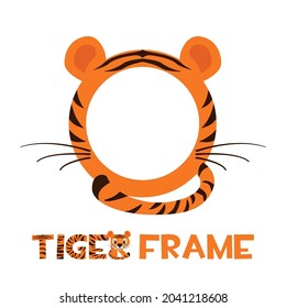 Avatar frame tiger, round animal template for game.