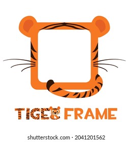 Avatar frame tiger, square animal template for game.