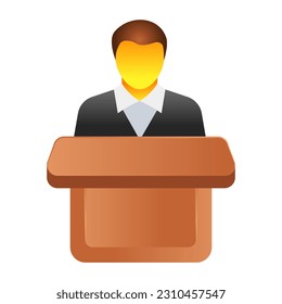 Avatar in front of rostrum showcasing business orator icon