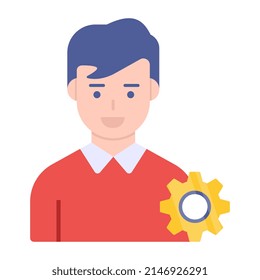 Avatar con equipo, icono de diseño plano del gestor