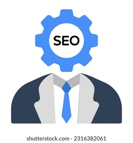 Avatar mit Getriebe, flaches Design Symbol des Managers