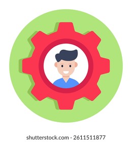 Avatar with gear showing concept of employee setting icon