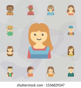 avatar of girl colored icon. Universal set of kids avatars for website design and development, app development