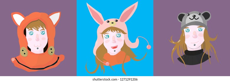 avatar girl in a hat with animals