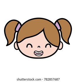 avatar girl head with brown and two tails hair