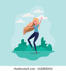 Avatar girl jumping in the park design