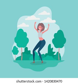 Avatar girl jumping in the park design
