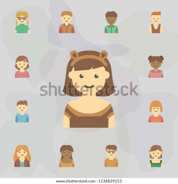 Avatar Girl Rim Colored Icon Universal Stock Vector Royalty Free 1536829253