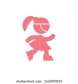 Avatar girl with roller skates design, Kid childhood little people lifestyle casual person cheerful and cute theme Vector illustration