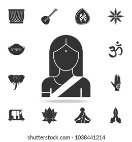 avatar of a girl in a sari icon. Detailed set of Indian Culture icons. Premium quality graphic design. One of the collection icons for websites, web design, mobile app on white background