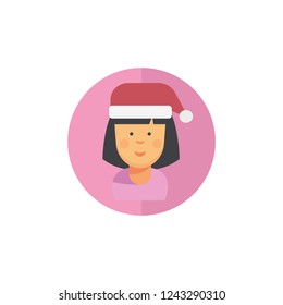 Avatar girls in Santa's hat. Flat design