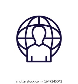 Avatar y diseño de icono de estilo de línea global de esfera Perfil de persona comunicación social sociedad de usuarios humanos miembro y tema de figura Ilustración vectorial