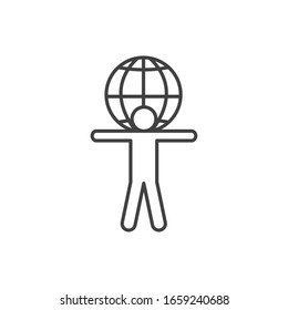 Avatar con diseño de icono de línea global de línea de esfera del perfil de la persona. Comunicación social, usuario humano y tema gráfico. Ilustración de vectores