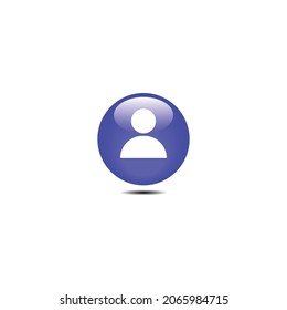 Avatar Glossy Icon in Blue Color. Vector Illustration Design