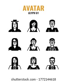 Avatar glyph icons design 01.