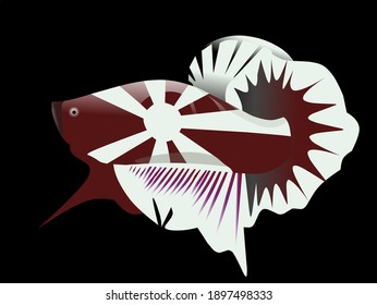 Avatar gold betta fish or fighting fish in the aquarium, Indonesian people call it (Ikan Cupang), as a template, background or print. vector illustration.