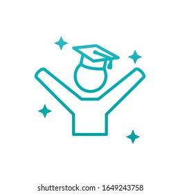 Avatar with graduation cap gradient style icon design, University education school college academic ceremony degree and student theme Vector illustration