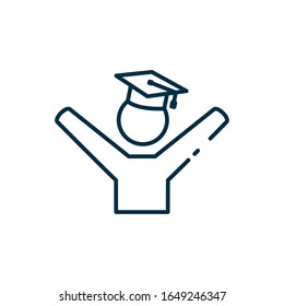 Avatar con diseño de ícono con estilo de línea de título, ceremonia académica universitaria y tema estudiantil Ilustración vectorial