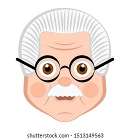 Avatar of a grandfather cartoon - vector illustration