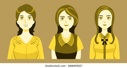Avatar gril yellow shirt set, cartoon set