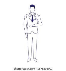 Avatar groom icon over white background, vector illustration