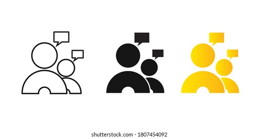 Línea de juego de iconos de chat del grupo Avatar, sólido, imagen vectorial del icono de gradiente