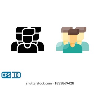 avatar group icon in glyph and flat style. vector illustration for graphic designer, website, UI isolated on white background. EPS 10