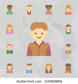 avatar of guy colored icon. Universal set of kids avatars for website design and development, app development