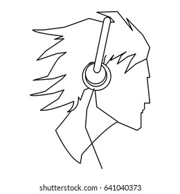 avatar head guy young headphones outline