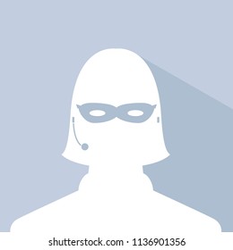 avatar head profile silhouette with shadow call center thief mask female picture