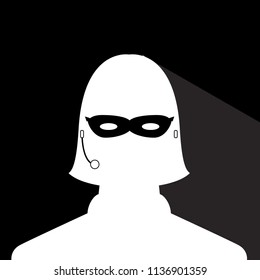 avatar head profile silhouette with shadow call center thief mask female picture