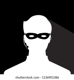 avatar head profile silhouette with shadow  call center thief mask male picture