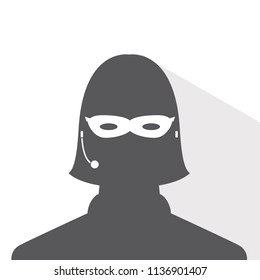 avatar head profile silhouette with shadow call center thief mask female picture