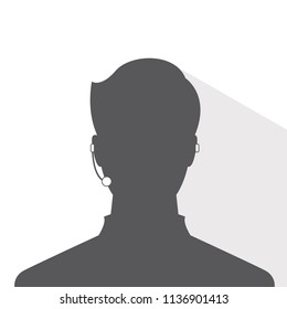 avatar head profile silhouette with shadow  call center male picture