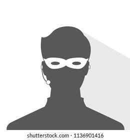 avatar head profile silhouette with shadow  call center thief mask male picture
