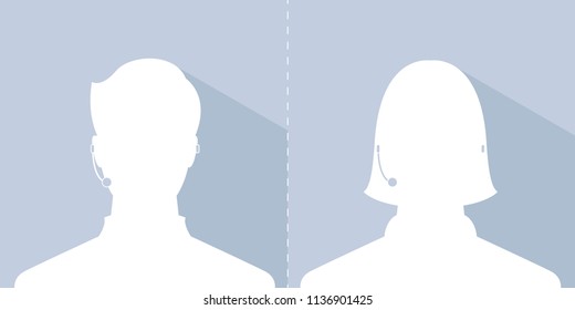 avatar head profile silhouette with shadow call center male and female picture