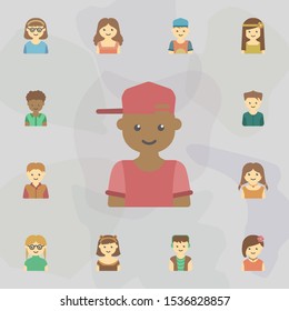 avatar of hippie boy colored icon. Universal set of kids avatars for website design and development, app development