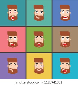 Avatar Hipster Face Collection Cartoon Style
