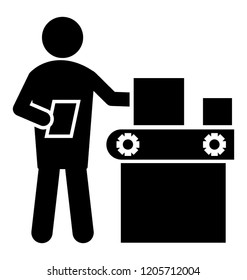 Avatar holding clipboard checking goods, finished goods inspection 