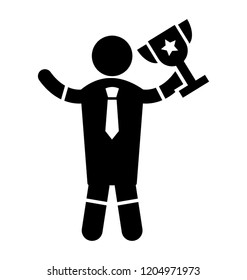 Avatar holding winner trophy, class winner icon 