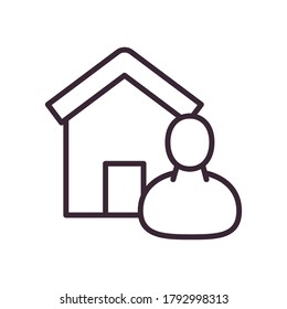 Avatar with house line style icon design of Person profile social communication and human theme Vector illustration