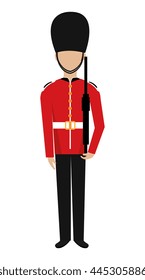 avatar human british guard front view over isolated background, vector illustration