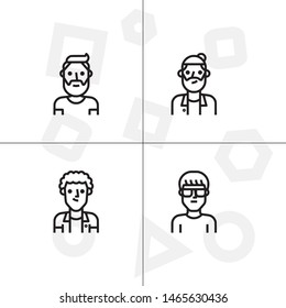 Avatar, human, people lineal icon set. Transparent background.