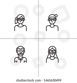 Avatar, human, people lineal icon set. Transparent background.