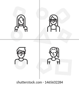 Avatar, human, people lineal icon set. Transparent background.