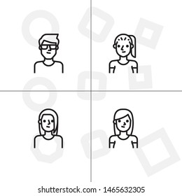 Avatar, human, people lineal icon set. Transparent background.