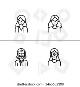Avatar, human, people lineal icon set. Transparent background.